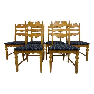 Vintage Razorblade Dining Chairs in Oak by Henning Kjaernulf, 1960s, Set of 6 For Sale