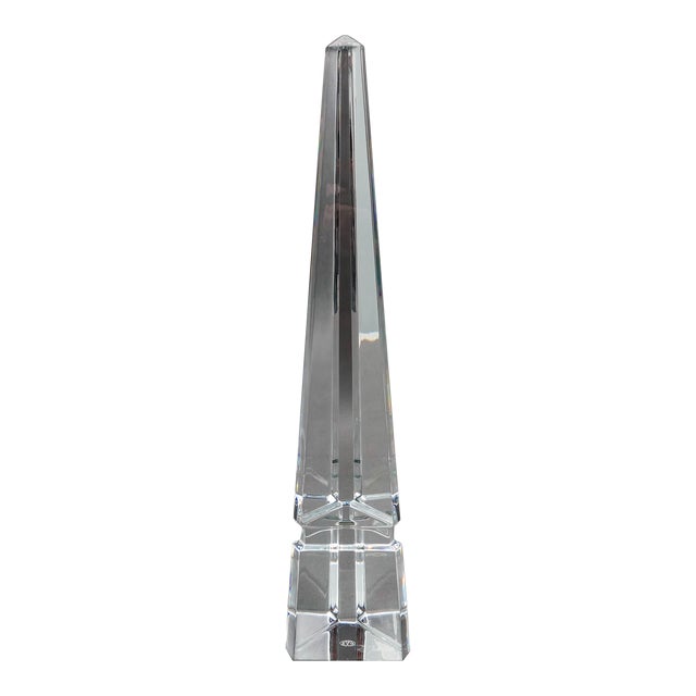 Mid 20th Century Baccarat Crystal France Osiris Obelisk Louxor Monument Glass Sculpture Large For Sale
