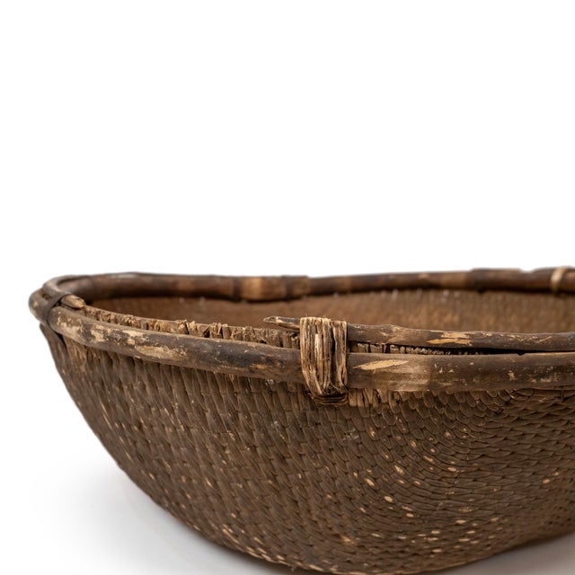 Antique Chinese Jumbo Harvest Basket With Bamboo Rim For Sale In New York - Image 6 of 6