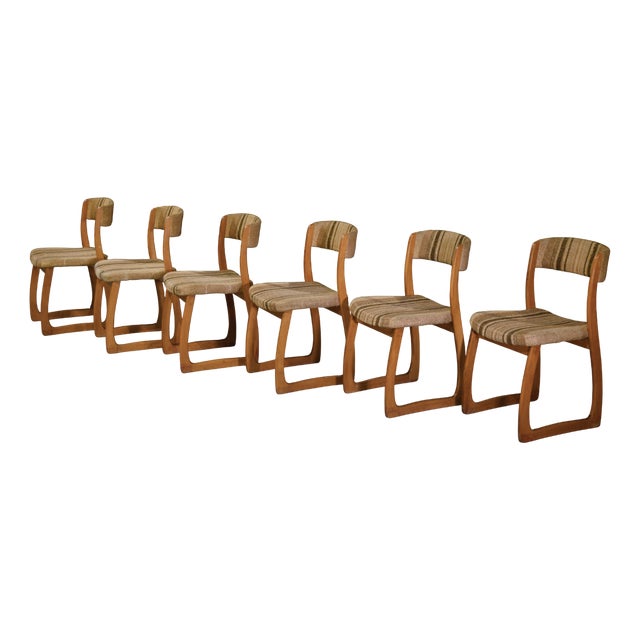 Vintage Sleigh Chairs, 1960s, Set of 6 For Sale
