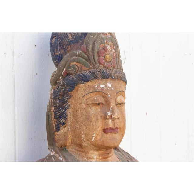 Antique Quan-Yin Wooden Bust For Sale In Los Angeles - Image 6 of 12