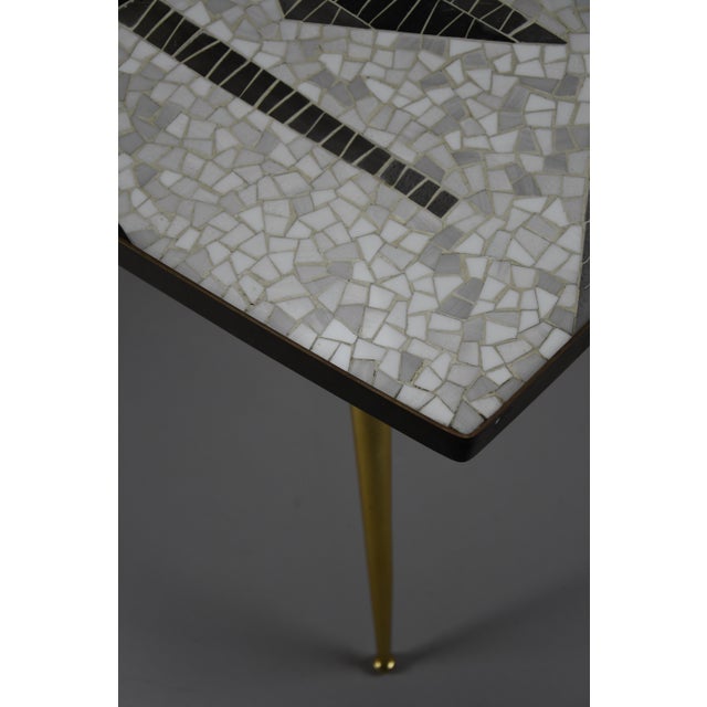 Abstract Black and White Glass Mosaic Coffee Table with Brass Legs by Berthold Müller, 1955 For Sale - Image 14 of 18