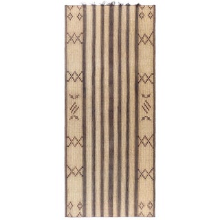 Moroccan Vintage Beige With Brown Carpet Reed And Leather Tuareg For Sale