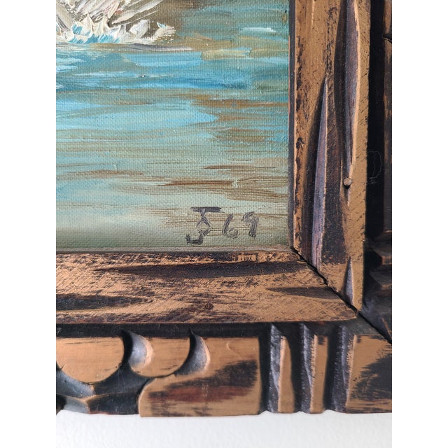 Vintage 1960s Americana Folk Art Oil Painting Wild West Stagecoach & Horses For Sale - Image 9 of 16