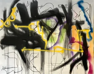 An Original Abstract Painting by Erik Sulander Called “Smithsonian Anthropology” a Mixed-Media on Dacron (Sailcloth) Nft Included