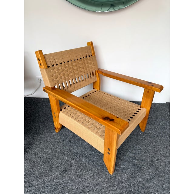 1970s Mid-Century Modern Pair of Wood and Rope Armchairs, Italy, 1970s For Sale - Image 5 of 13