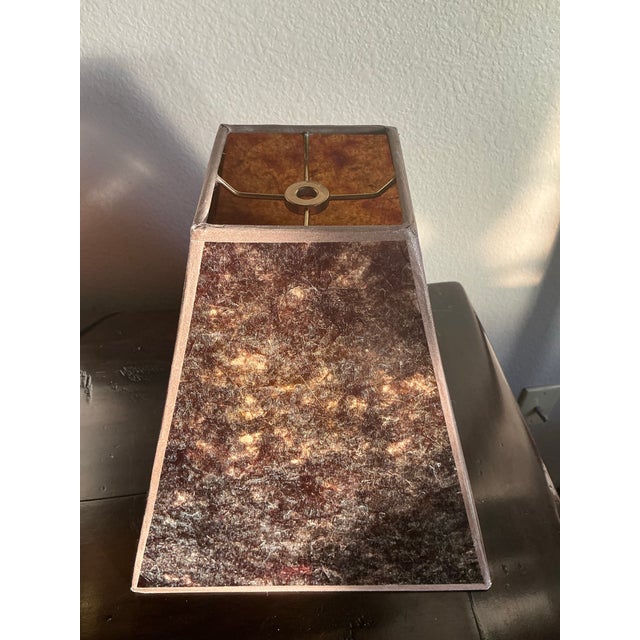 Vintage Mid-Century Modern Wescal Table Lamp With Faux Tortoiseshell Shade & Verdigris Finish For Sale - Image 11 of 12