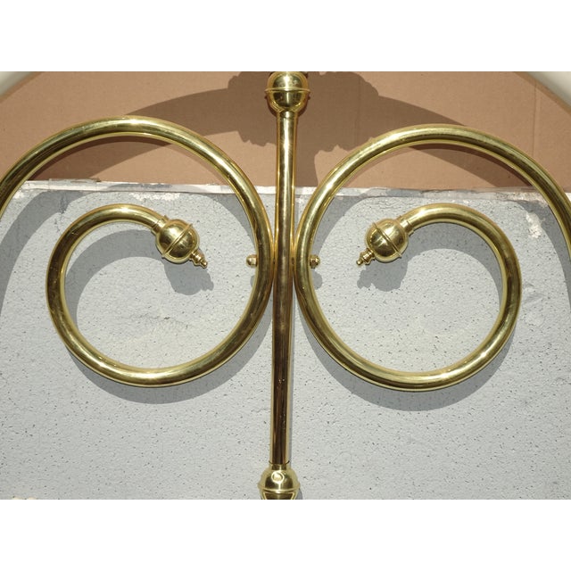 Vintage Elliott's Design Mid Century Iron White Gold Queen Bed Frame Headboard For Sale - Image 9 of 14