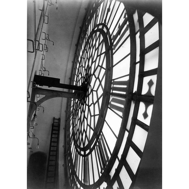 Inside St Stephen's circa 1925: Inside St Stephenfs Tower, Westminster Palace, showing the 23 ft diameter clock-face of...