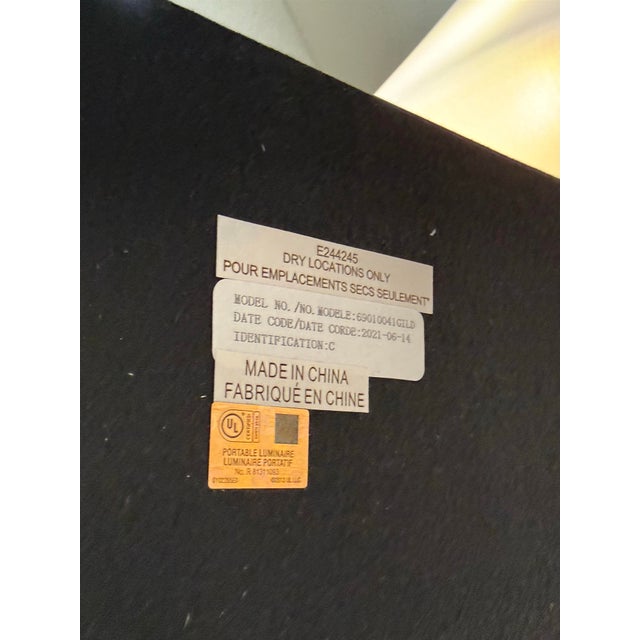 Metal Restoration Hardware Clarke Gilt Gold Table Lamps, Pair For Sale - Image 7 of 12