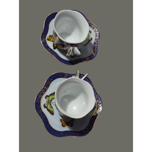 Late 20th Century Pair Formalities by Baum Brothers Porcelain Butterflies Demi-Tasse Cup & Saucer For Sale - Image 6 of 7