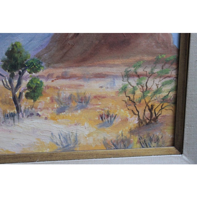 Desert Landscape Oil Painting Adobe Mountain Framed Vintage Original