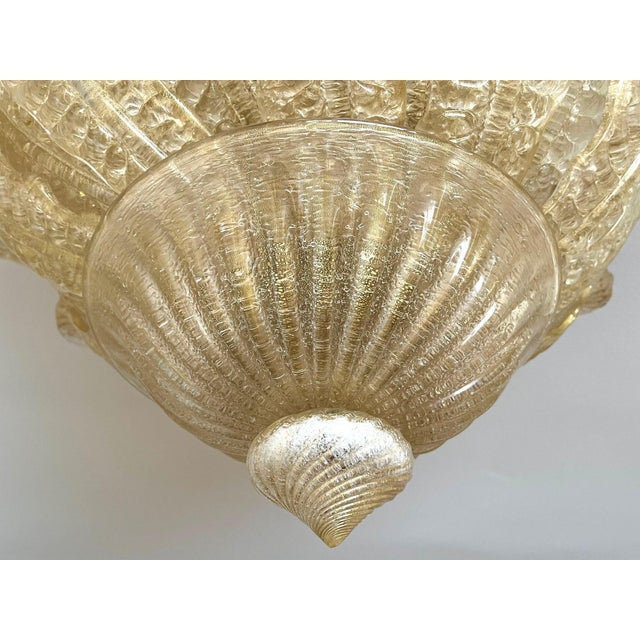 Outstanding golden/ beige Murano glass flush mount ceiling light from the "Excelsior" series, artfully handcrafted by the...