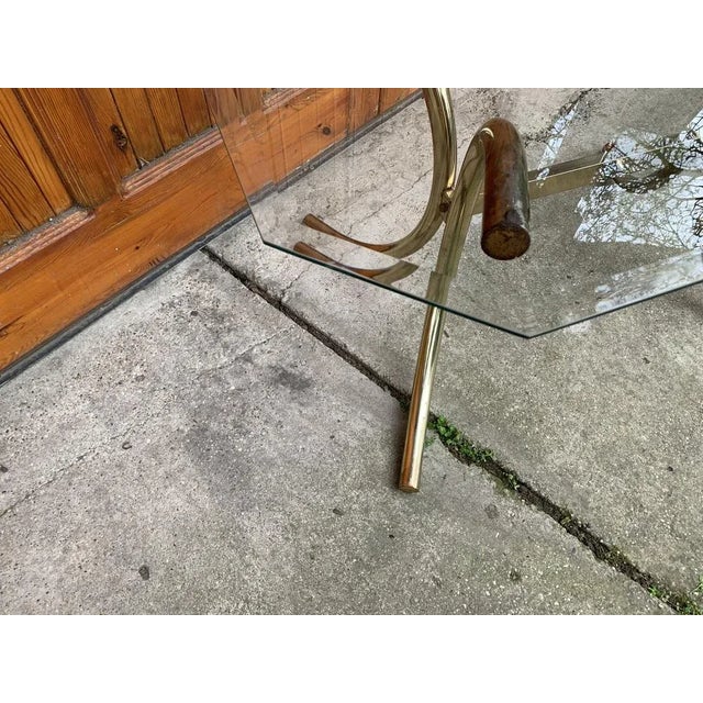 Brass and Glass Dining Table, Italy, 1970s For Sale - Image 4 of 6
