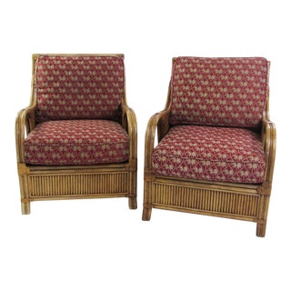 Pair of Woven Rattan Arm Chairs by Braxton Culler For Sale