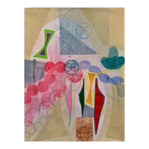Contemporary Abstract Mixed Media on Paper Painting "Iterations (Procession)" by Michael Barringer