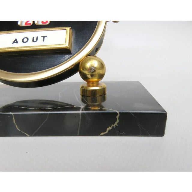 Black Black and Gilt Eternal Calendar with Marble Base from Mistral, France, 1920s For Sale - Image 8 of 12