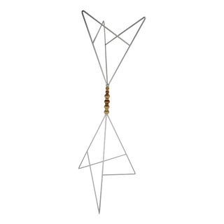 Postmodern Sculptural White Lacquered Steel Coat Stand with Turned Wooden Beads, 1988 For Sale