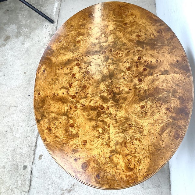 Wood Weiman Oxford Burl Veneer Pedestal Accent Table For Sale - Image 7 of 16