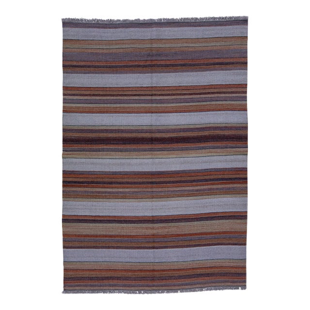 2020s Modern Kilim Handmade Multicolor Geometric Wool Rug For Sale