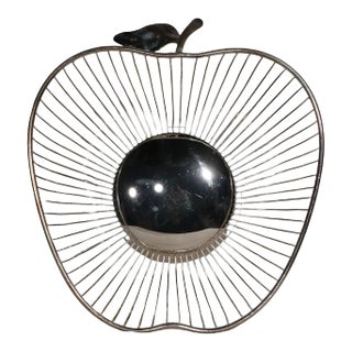 Silver Plate Wire Serving Bowl in the Form of an Apple For Sale
