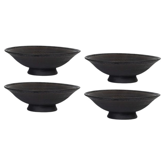 Helice Black Porcelain Bowls by Studio Cúze, Set of 4 For Sale
