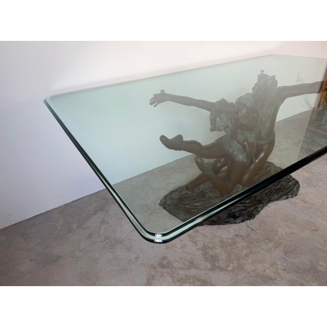 Vintage Léela Art Sculptural Bronze Ballet Dancers Dining Table Base With Beveled Glass Top For Sale - Image 12 of 13