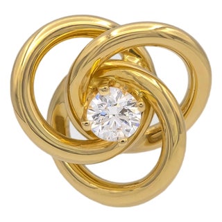 Tiffany & Co. 18k Yellow Gold Three Hoop Diamond Pendant Vintage 2000s For Sale