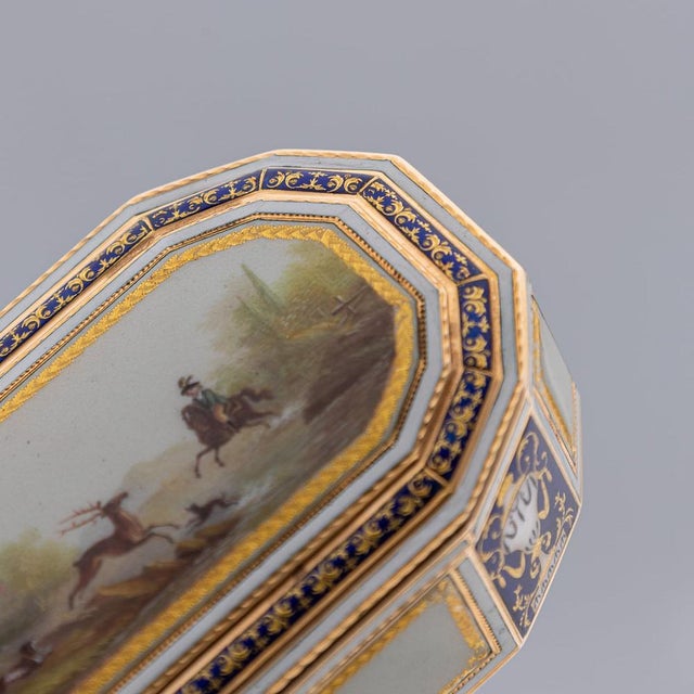 Metal 18 Karat Gold and Enamel Snuff Box by Freres Jordan, Hanau, Germany, 1790s For Sale - Image 7 of 18