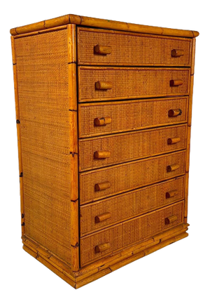 Bamboo and Rattan Chest of Drawers, Italy, 1960s