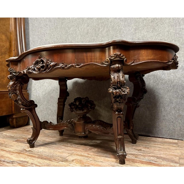 Napoleon III Violin-Shaped Pedestal Table in Mahogany and White Carrara Marble, 1850s For Sale - Image 6 of 8