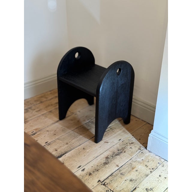 Contemporary Kyoto Stool in Charred Oak by Fosfeen For Sale - Image 3 of 6