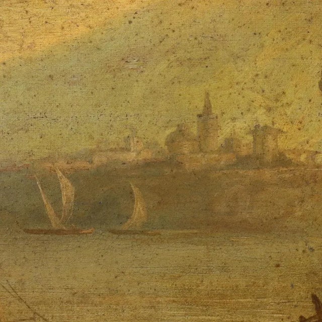 Marine Landscape with Figures, Oil on Canvas For Sale - Image 7 of 11