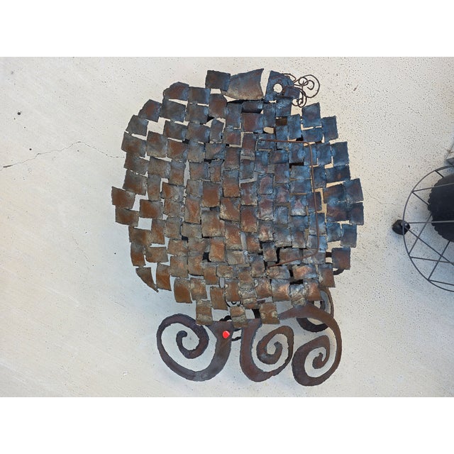 Brown Large Brutalist Torch Cut Fish Wall Sculpture For Sale - Image 8 of 9
