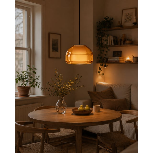 Contemporary Amber Blown Glass Pendant Light by Artem Zakharchenko-Halytskyi For Sale - Image 3 of 6