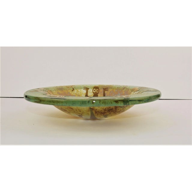 Metal Art Inlay Glass Bowl by Jorge Bencomo with Iron Easel For Sale - Image 7 of 10