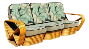 Restored 1930s Paul Frankl Style Six-Strand Square Pretzel 3 Seater Sectional Sofa