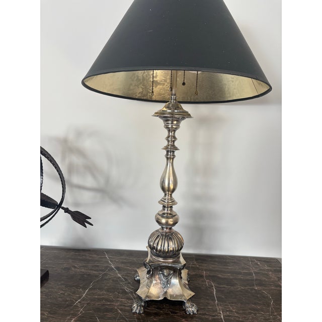 Silver 1980s Silver Plated Gargoyle Lamp For Sale - Image 8 of 8