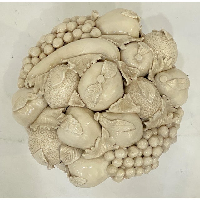 Italian Creamware Tureen or Bowl on Pedestal With Mixed Fruit Topiary Top For Sale In Austin - Image 6 of 9