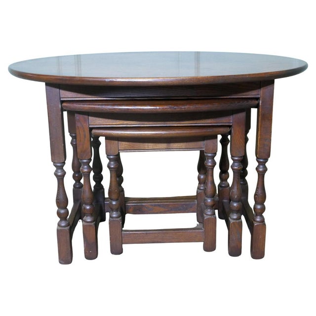 Oval Nest of Tables in Oak by Charm, 1940s, Set of 3 For Sale - Image 9 of 9