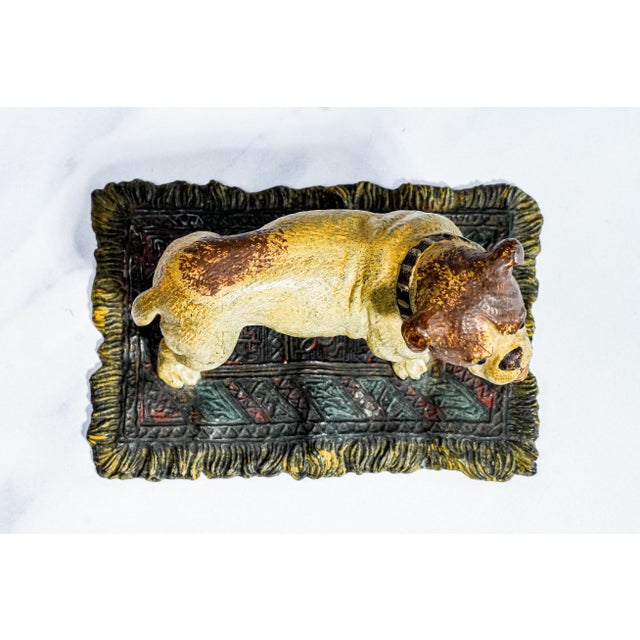 19th Century English Bulldog Figurine Antique Cold Painted Metal Dog Rug Statue Sculpture For Sale - Image 5 of 13