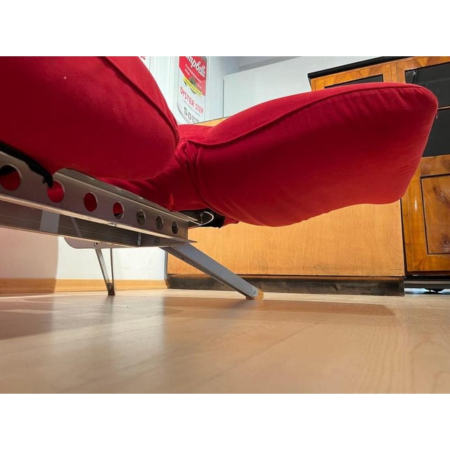 Postmodern Convertible Sofa in Red Fabric attributed to Bonaldo, Italy, 1980s For Sale - Image 18 of 18