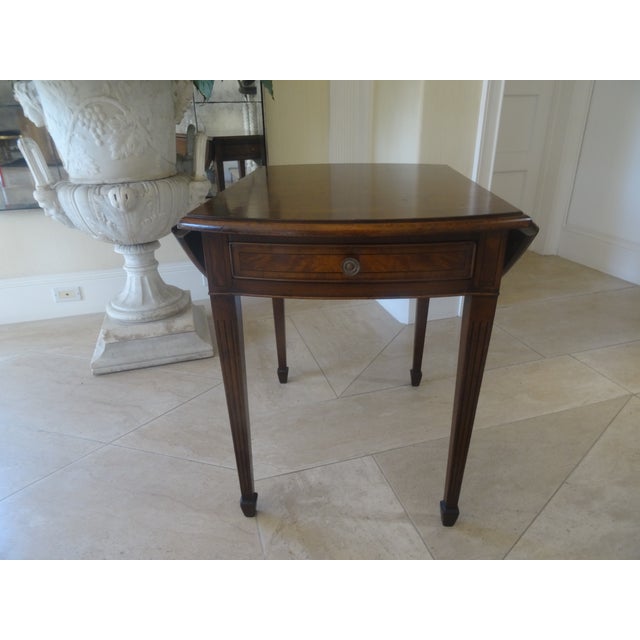 Mid 20th Century Elegant Banded Inlay American Dropleaf Pembroke Table For Sale - Image 12 of 13
