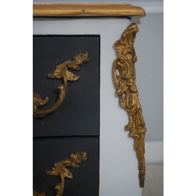 Pair of French Louis XV Style Painted Commode Chests For Sale - Image 11 of 18