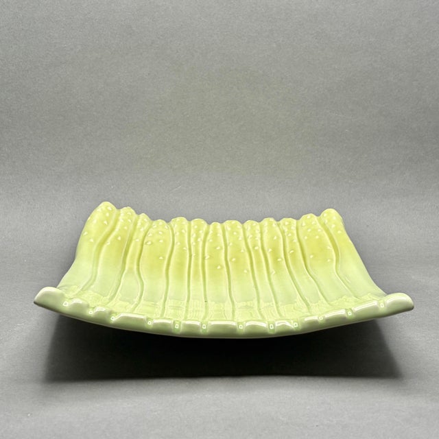 Vintage Mid-Century Modern Asparagus Embossed Ceramic Serving Dish For Sale - Image 4 of 9