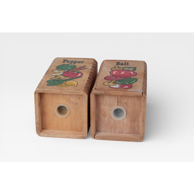 Mid 19th Century Wooden Salt & Pepper Shakers With Painted Vegetable Motifs For Sale - Image 10 of 10