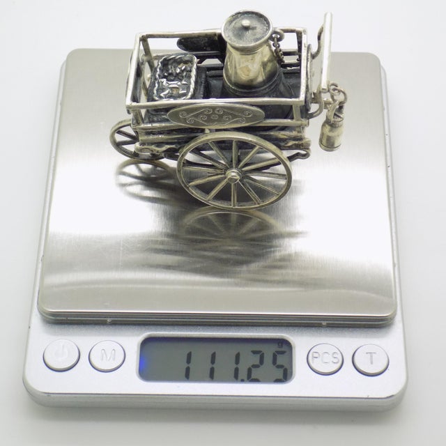 Vintage Italian Handmade Sterling Silver 925 Street Cart Figurine from Medusa-Oro, 1980s For Sale - Image 10 of 13