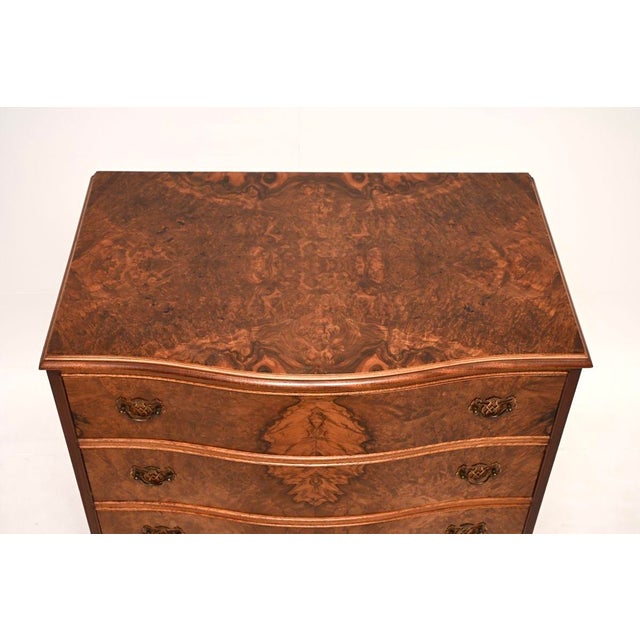 Wood Antique Serpentine Burr Walnut Chest of Drawers, 1930 For Sale - Image 7 of 10