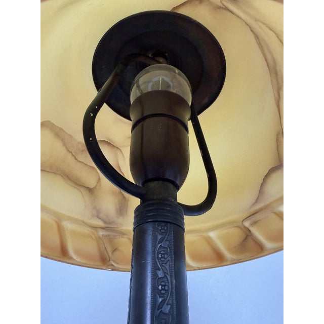 Art Deco Scandinavian Table Lamp with Amber Glass Shade For Sale - Image 10 of 14