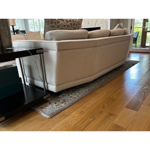 Tomlinson K.C. Sofa with matching pillows in Chevron Stone Grade #13 fabric and with contrast Caymen Pearl Grade #9...